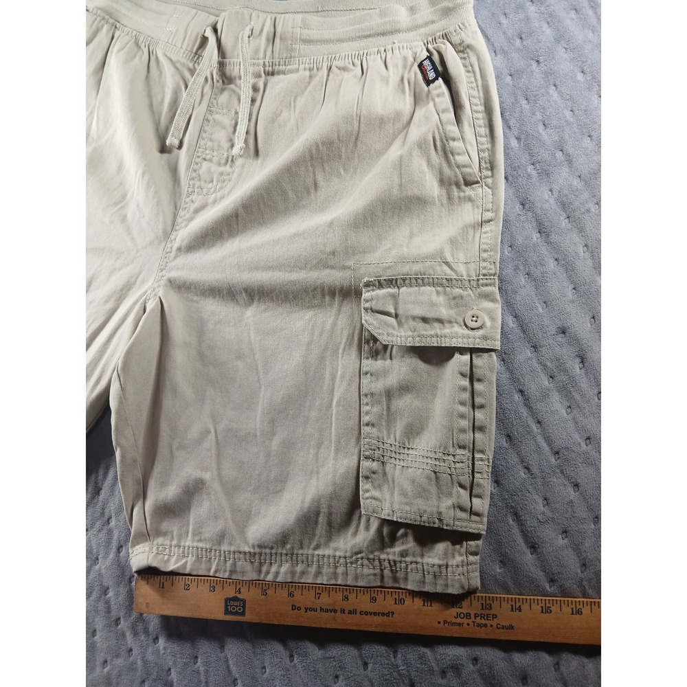 Highland Originals Mens 3X Cargo Shorts KhakiTan Cotton Elastic Waist Drawstring - Picture 4 of 8